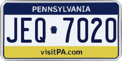 PA license plate JEQ7020