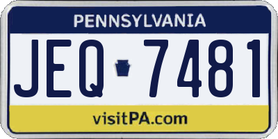 PA license plate JEQ7481