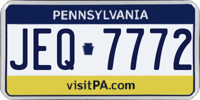 PA license plate JEQ7772