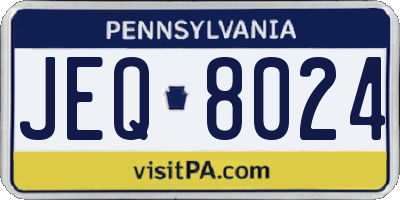 PA license plate JEQ8024