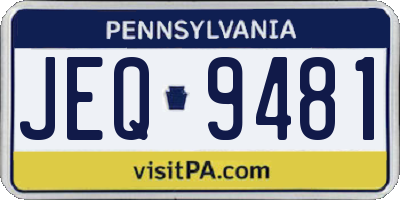 PA license plate JEQ9481