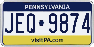 PA license plate JEQ9874