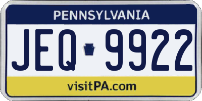 PA license plate JEQ9922