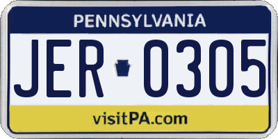 PA license plate JER0305