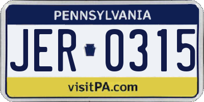 PA license plate JER0315