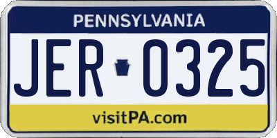 PA license plate JER0325