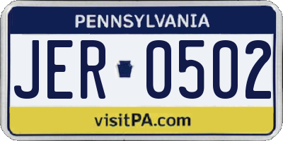 PA license plate JER0502