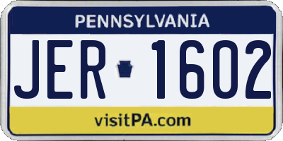 PA license plate JER1602