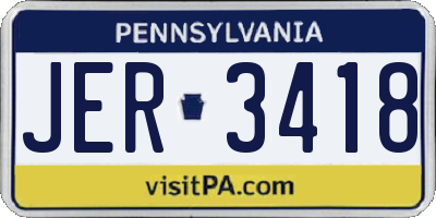 PA license plate JER3418