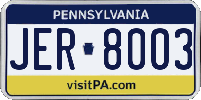 PA license plate JER8003