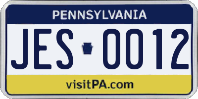 PA license plate JES0012