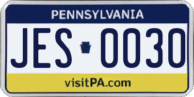 PA license plate JES0030