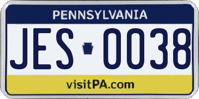 PA license plate JES0038