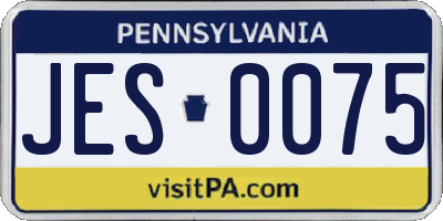 PA license plate JES0075