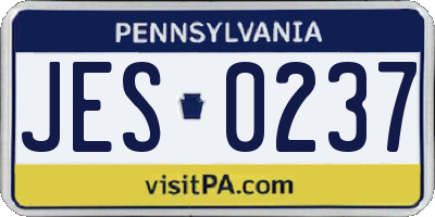 PA license plate JES0237