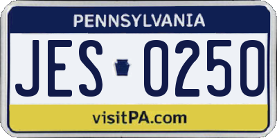 PA license plate JES0250