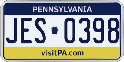 PA license plate JES0398