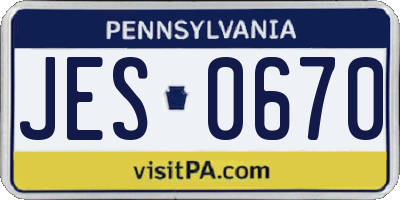 PA license plate JES0670