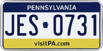 PA license plate JES0731