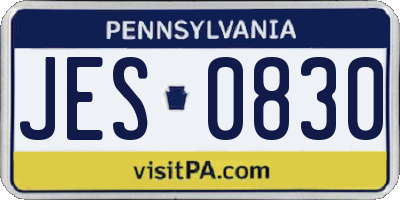 PA license plate JES0830