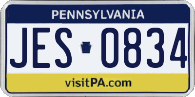 PA license plate JES0834