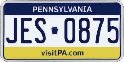 PA license plate JES0875