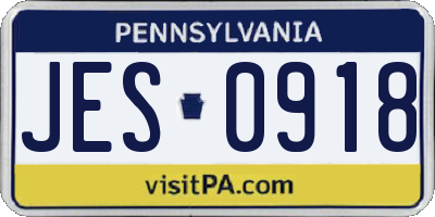 PA license plate JES0918