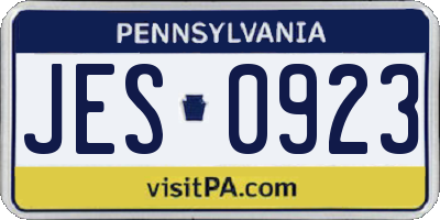 PA license plate JES0923