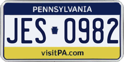 PA license plate JES0982