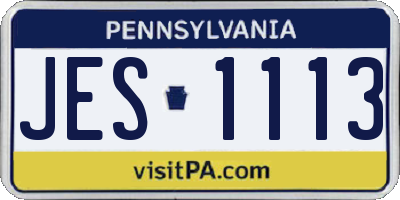 PA license plate JES1113