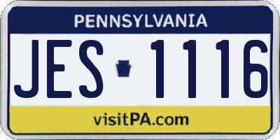 PA license plate JES1116