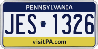 PA license plate JES1326