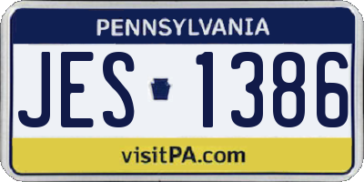 PA license plate JES1386