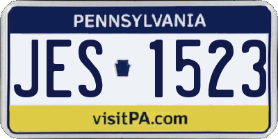 PA license plate JES1523