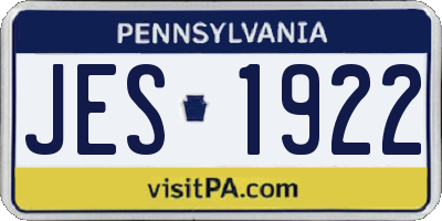 PA license plate JES1922