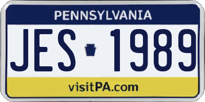 PA license plate JES1989
