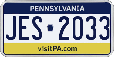 PA license plate JES2033