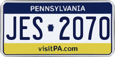 PA license plate JES2070