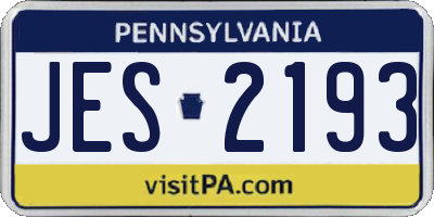 PA license plate JES2193