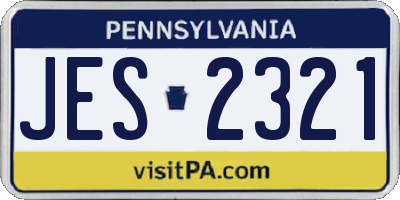 PA license plate JES2321