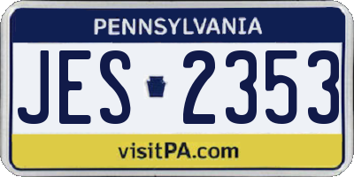 PA license plate JES2353