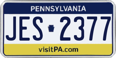 PA license plate JES2377