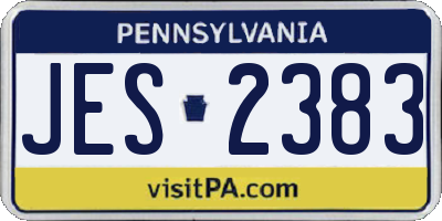 PA license plate JES2383