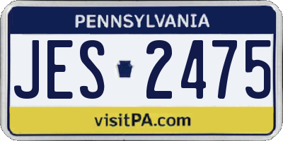 PA license plate JES2475