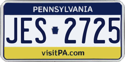 PA license plate JES2725