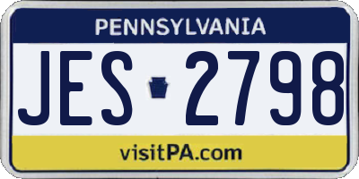 PA license plate JES2798