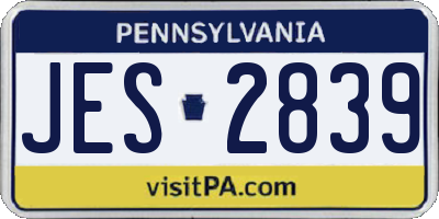 PA license plate JES2839
