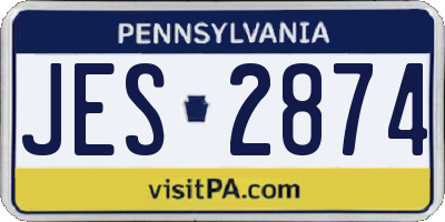 PA license plate JES2874