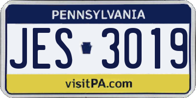 PA license plate JES3019