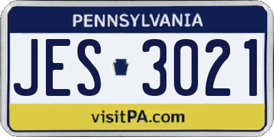PA license plate JES3021